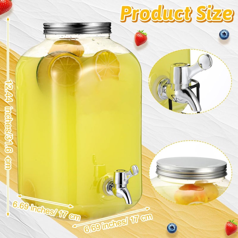 FillTouch 2 Gallon Plastic Beverage Dispensers with Stand Large Clear Drink Containers for Parties with Spigot and Lid for Weddings Countertop Party Bar Picnics Water Tea - Image 2